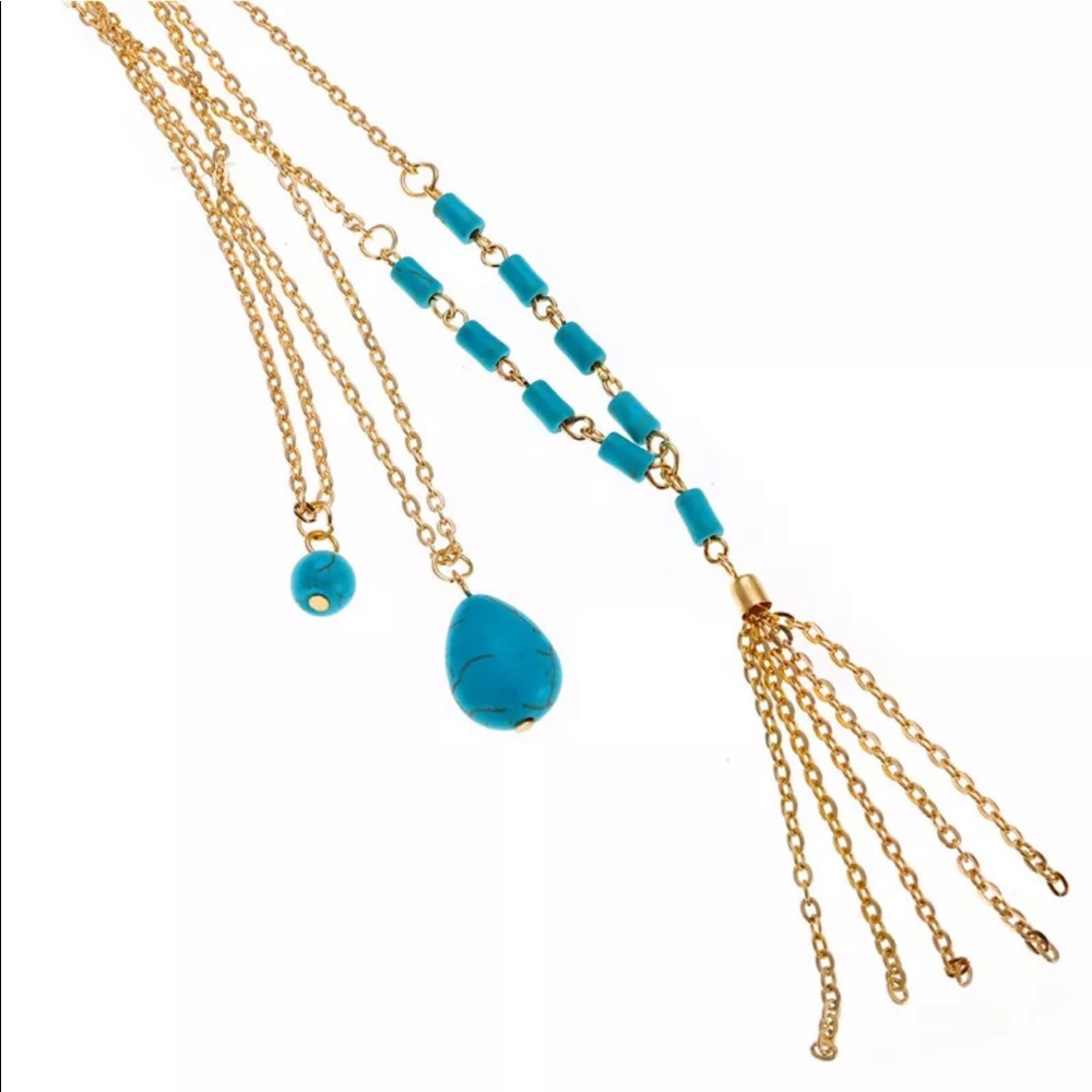 Boho Turquoise Layered Necklace - Picture 4 of 6